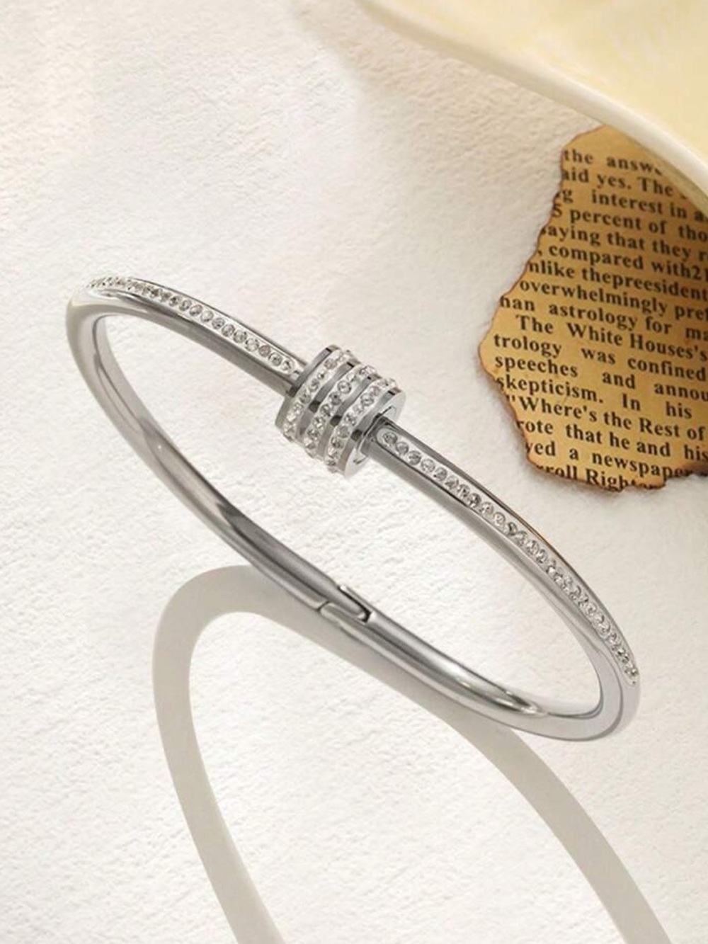 Silver Crystal Knot Bangle Bracelet